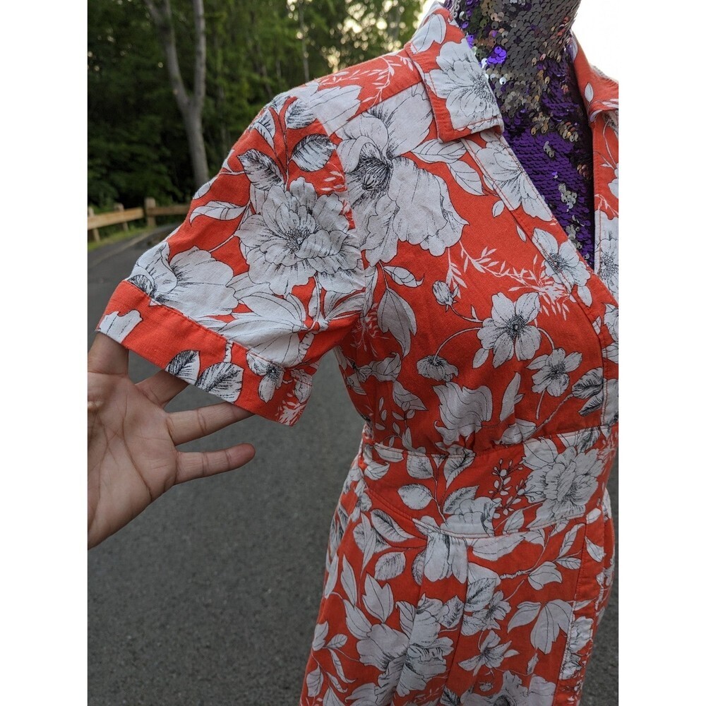 Anthropologie Orange Floral Maxi Dress